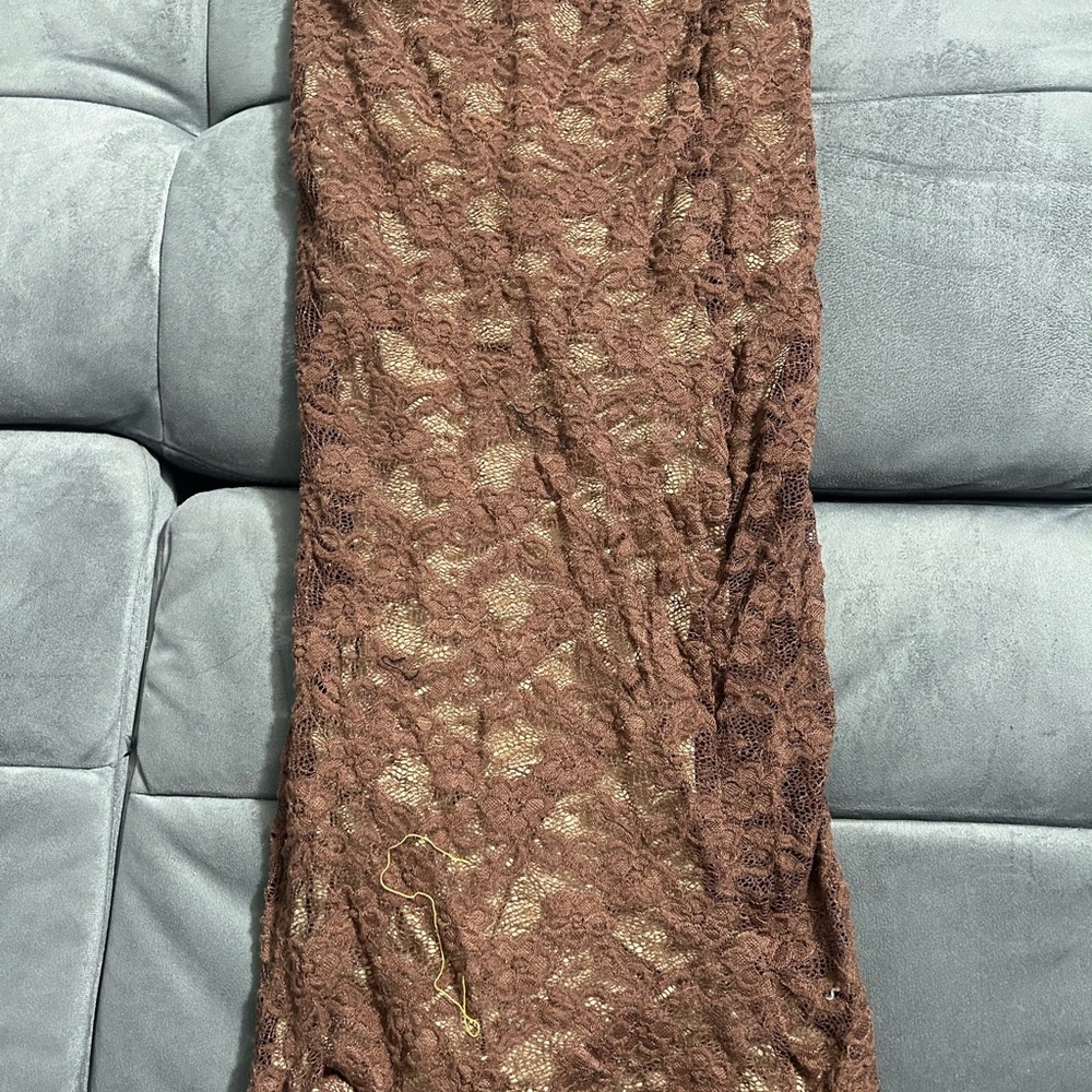 Brown lace maxi skirt